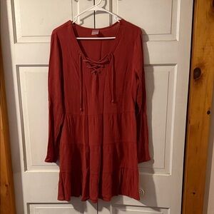 No Boundaries Rust Long Sleeve Dress